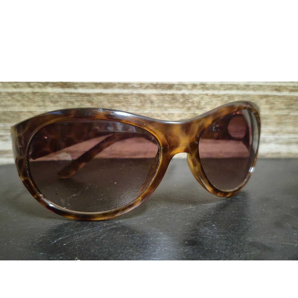 Womens‎ Brown Tortoiseshell Oval Sunglasses Silver Circle Detail Gradient Lens